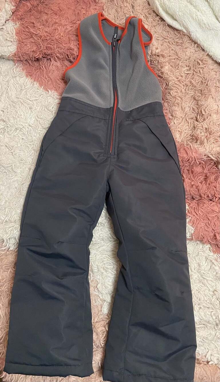 Arctic Quest Snow Bibs Size 4 Charcoal Fleece Zip Winter Pants